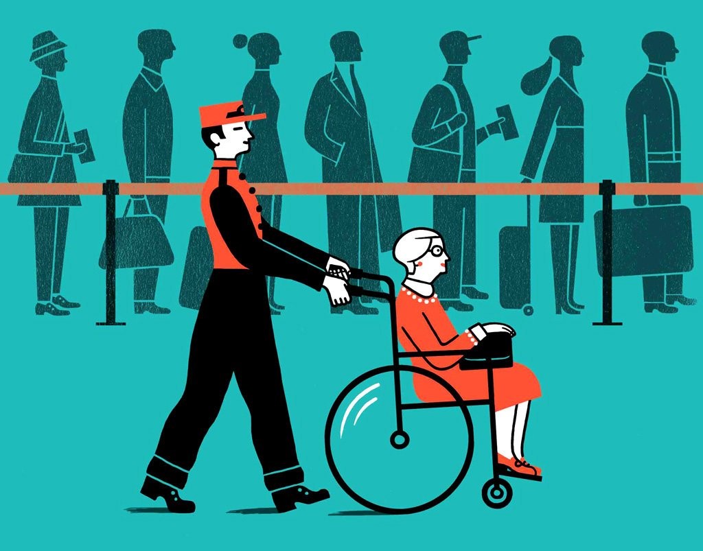 Service at airports for their golden passengers. 